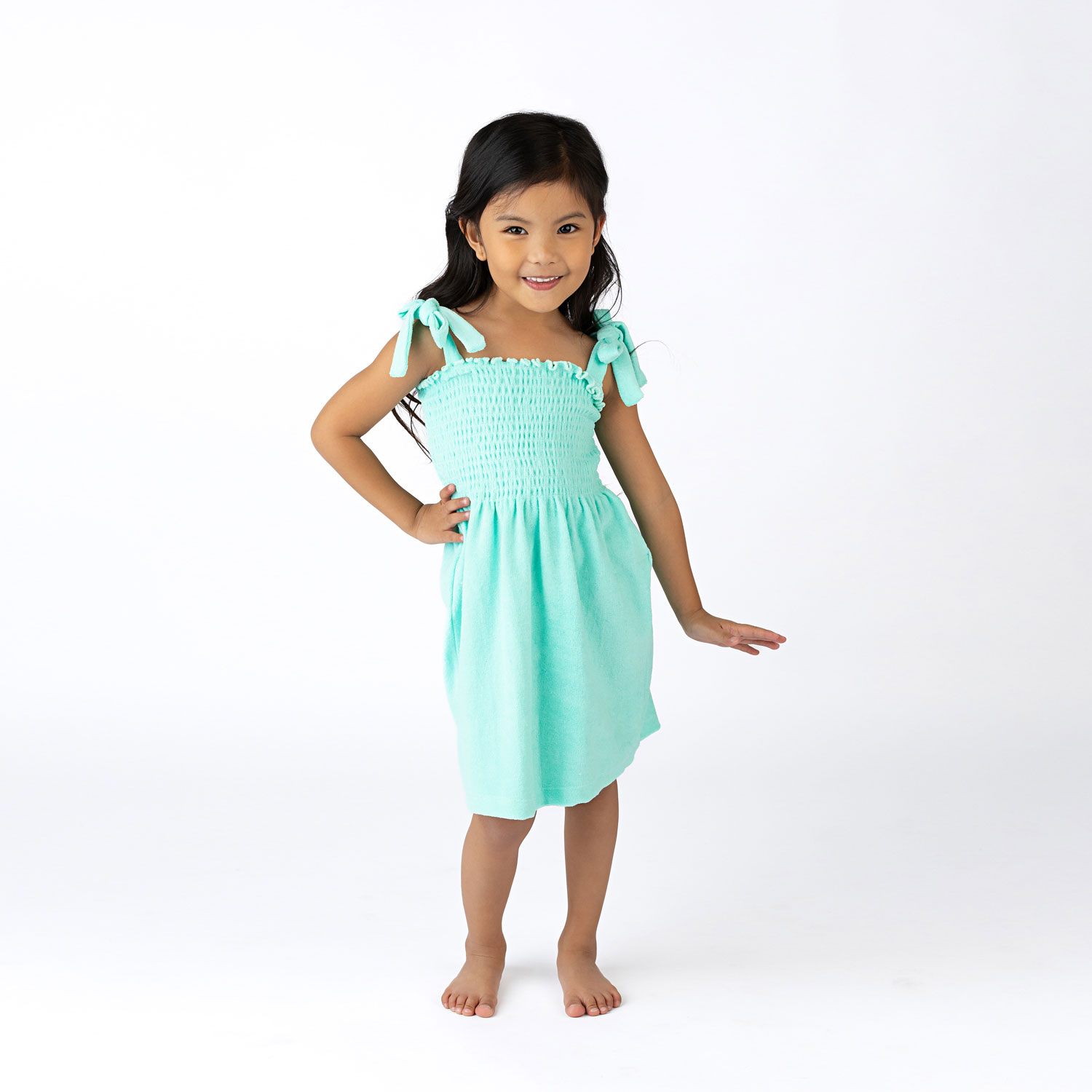 ワンピース Liilu Terry Smocked Dress - Lavender 6Y Girls Smocked Terry Dress - FINAL SALE - Tyde-London