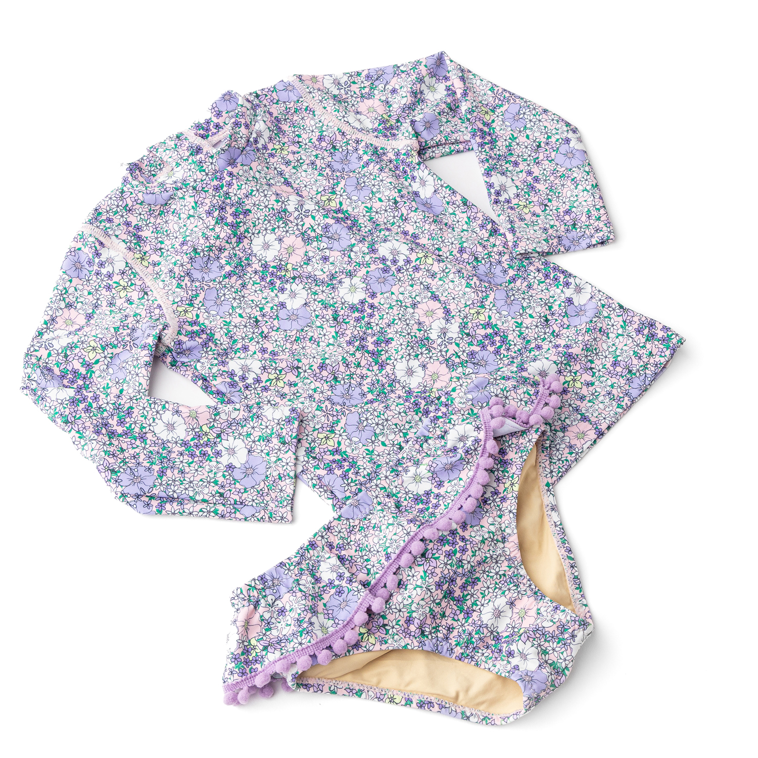Flower Power Purple Rashguard Swimsuit Set 6m-6 - Shade Critters