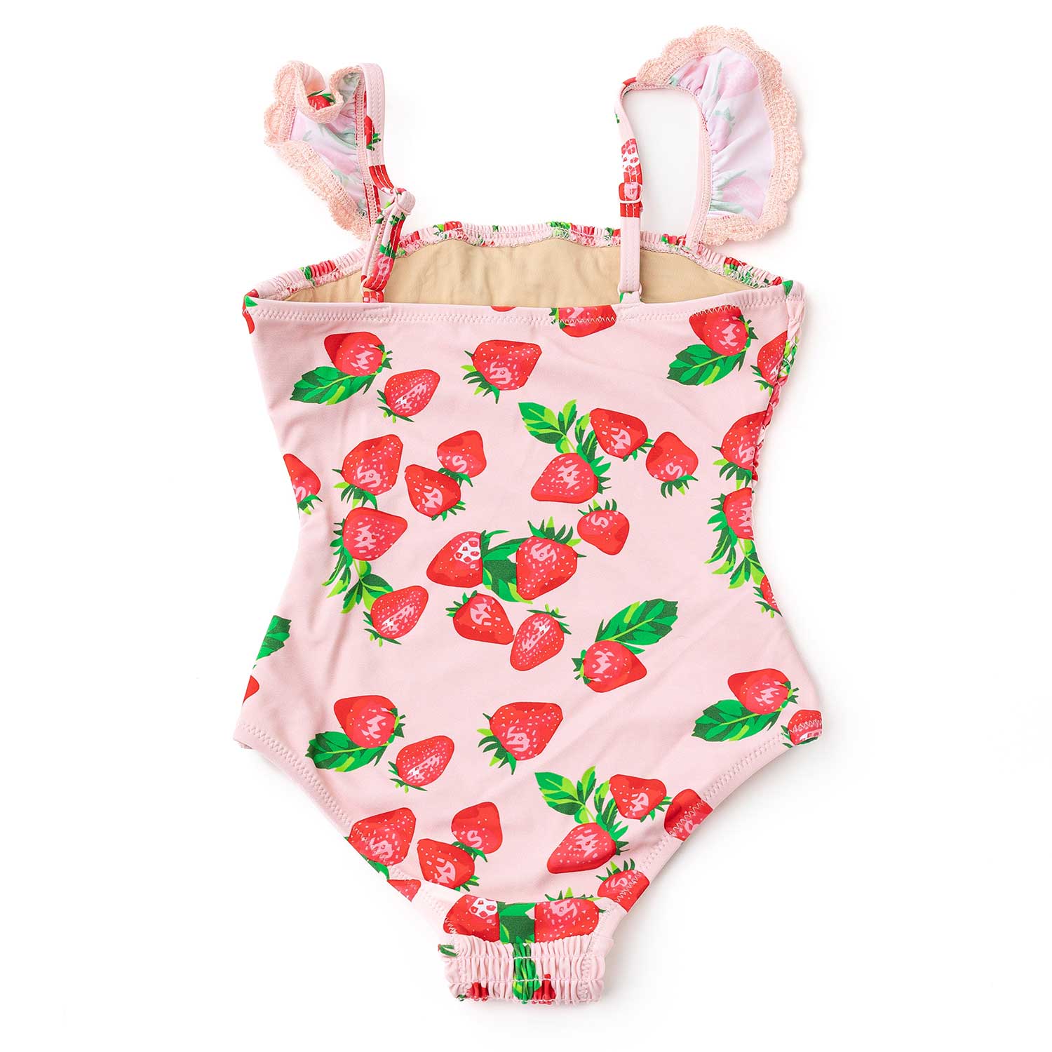 Strawberry Bliss Girls Crochet Trim Smocked One Piece Swimsuit 6m