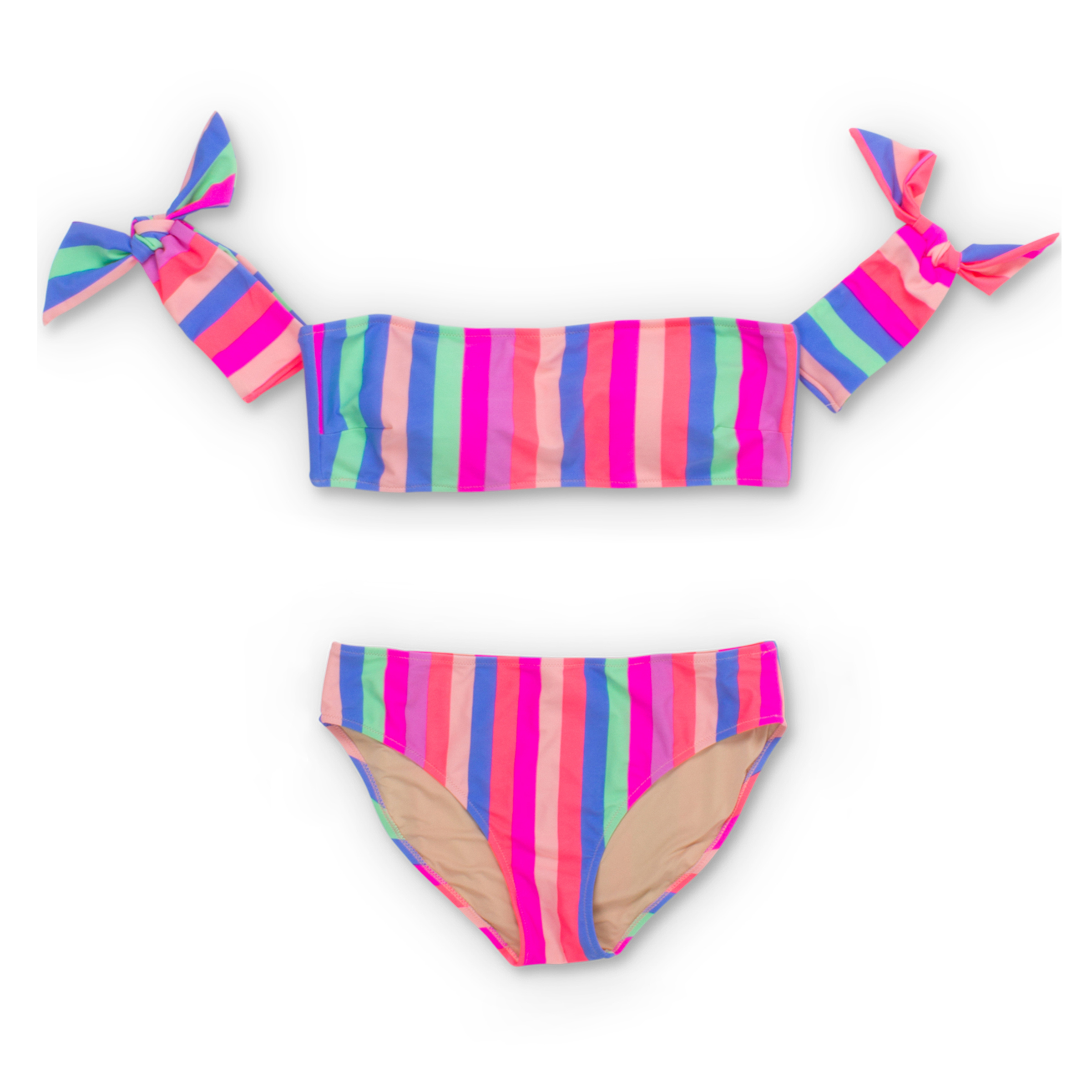 Girls Rainbow Stripe Bikini Swimsuit