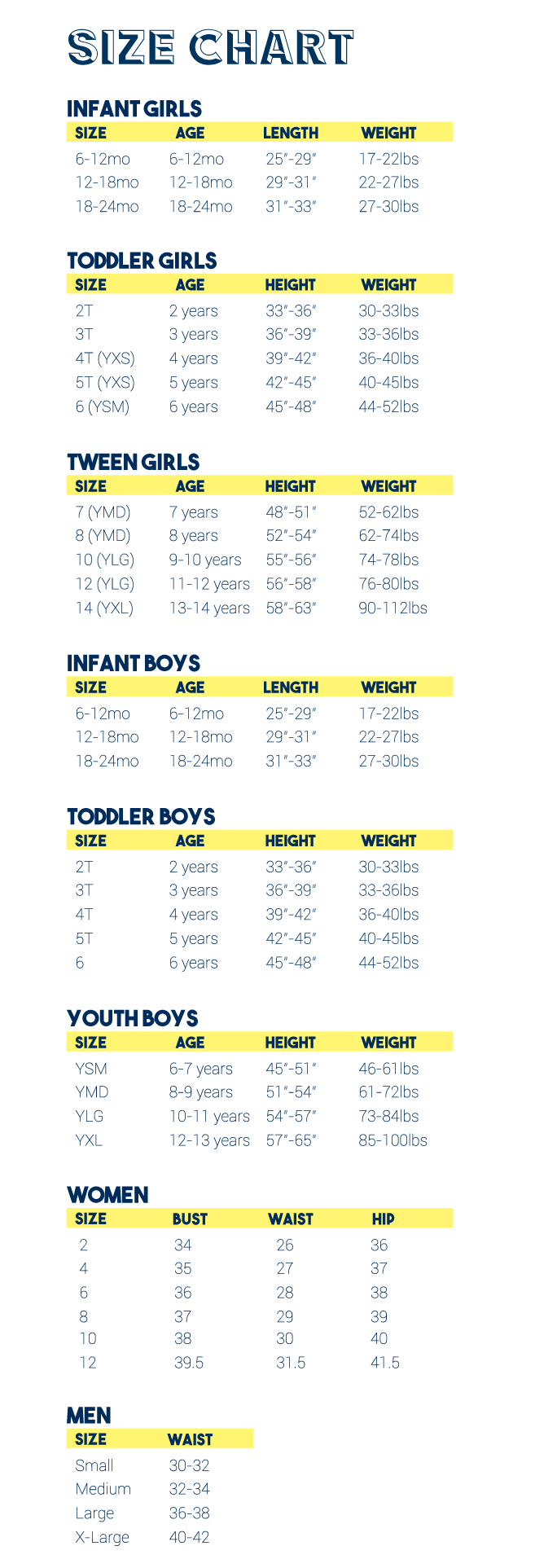 Shade Critters Size Chart