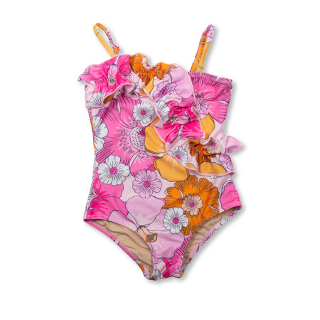 Blooming Hibiscus Ruffle One Piece Swimsuit 6m-24m only