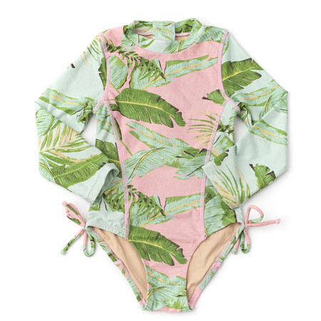 Cabana Palms Girls Shimmer Long Sleeve One Piece Swimsuit 6m