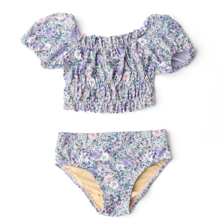 Flower Power Purple 2pc Smocked Puff Sleeve Two Piece