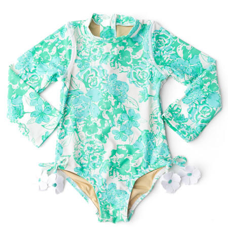 Charming Rose Girls Long Sleeve One Piece Swimsuit 6m-10