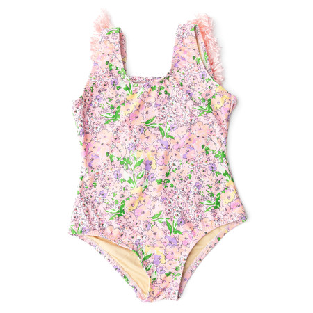 Petal Pink Girls Fringe Back One Piece Swimsuit 6m-14
