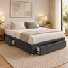 3 Drawer Storage Bed Style 4 in charcoal upholstery — styled colour visualisation; confirm fabric sample