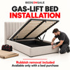 Headboard and gas-lift base installation service with rubbish removal, available only with a Bedsonsale bed purchase