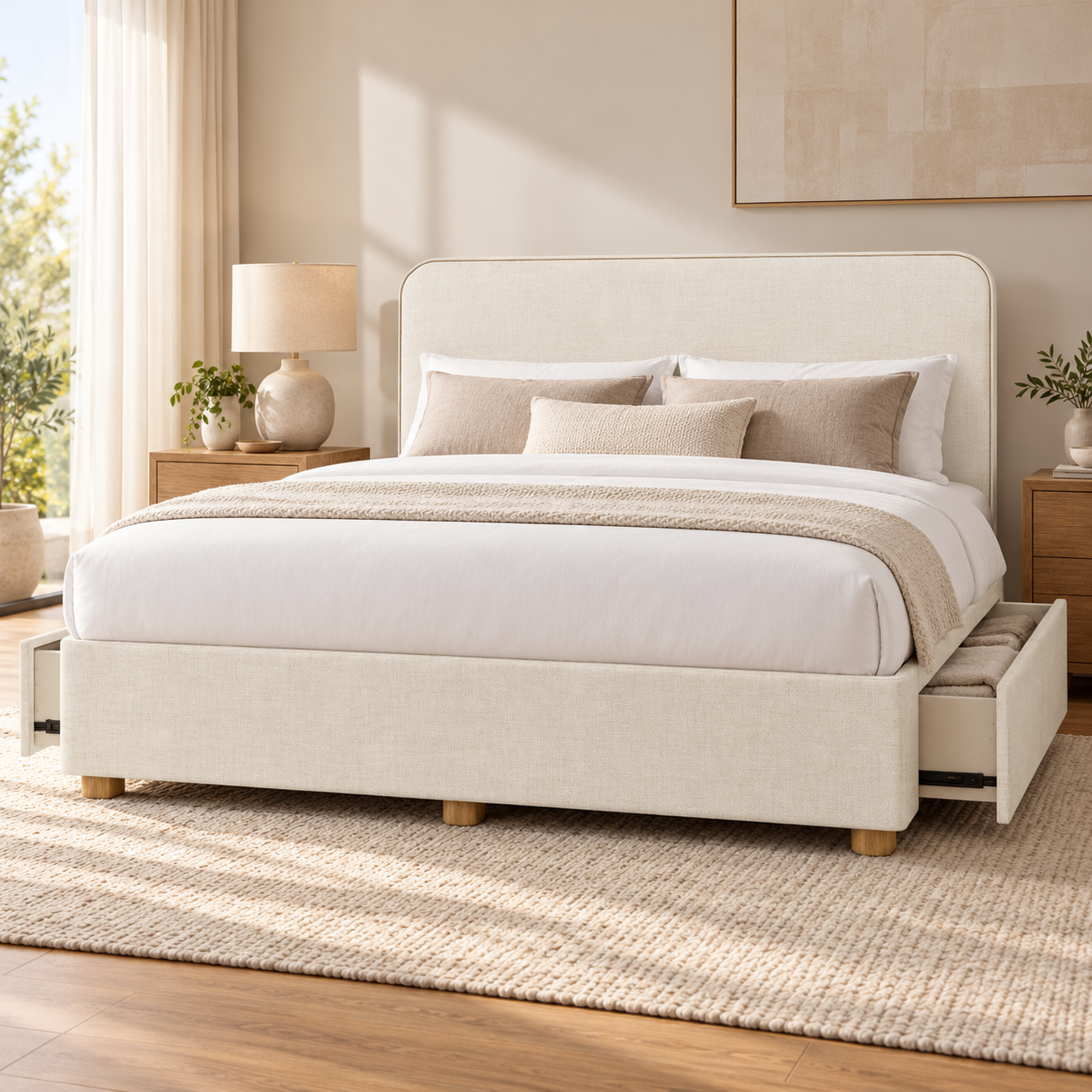 Como Drawer Base in ivory upholstery — styled colour visualisation