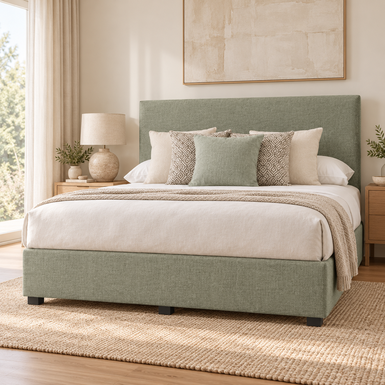 Lucca Ensemble Base in sage upholstery — lifestyle colour illustration