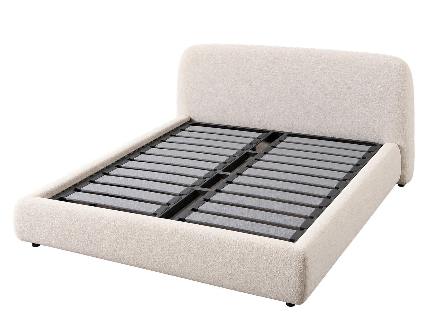 Ravenna bed frame with its one-piece slat support system exposed