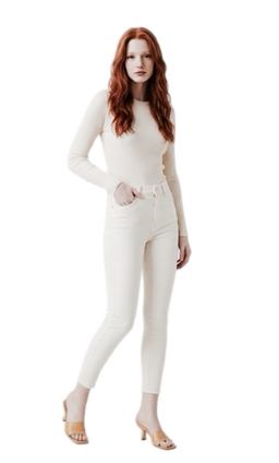 Farrow High Rise Instasculpt Skinny - Milk Raw. (Off White)