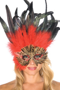 Brown, Red and Black Feather Mask