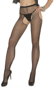 Black Fishnet Suspender Pantyhose