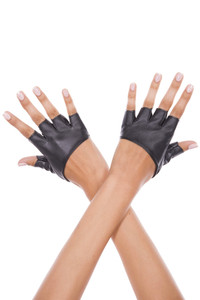 Music Legs 416-BLACK Lace Fingerless Gloves - Black