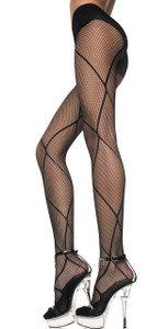 Fishnet Pantyhose with Diamond Net Overlay