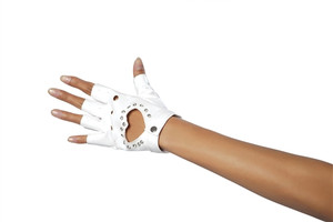 Heart Cutout Biker Gloves