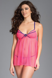 Sheer Mesh and Lace Babydoll and G-String Sheer Mesh and Lace Babydoll and G-String