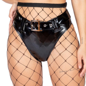 Latex High-Waisted Shorts with Belt