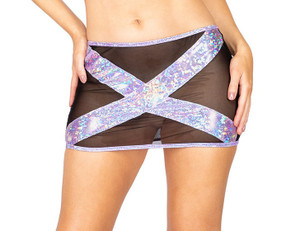 Sheer Mesh and Iridescent Criss Cross Skirt Sheer Mesh and Iridescent Criss Cross Skirt
