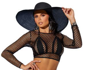Long Sleeve Crochet Cover-Up Crop Top Long Sleeve Crochet Cover-Up Crop Top