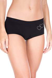 Spandex Rhinestone Heart Boyshorts