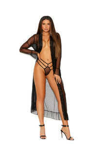 Dotted Long Sleeve Mesh Robe and G-String Set Dotted Long Sleeve Mesh Robe and G-String Set