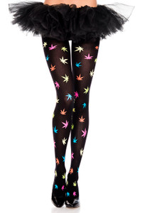 Rainbow Leaf Print Pantyhose