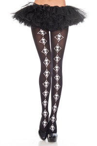 Skull and Bones Print Pantyhose