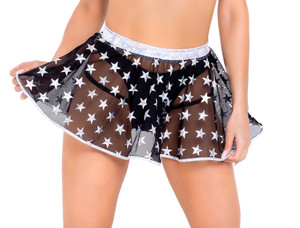 Metallic Stars Sheer Mesh Mini Skirt Metallic Stars Sheer Mesh Mini Skirt