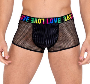 Men's LOVE Rainbow Two-Tone Fishnet Trunks