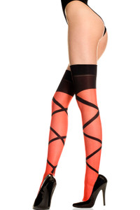 Faux Criss-Cross Leg Wrap Thigh High Stockings