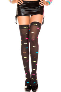 Neon Rainbow Mustache Print Thigh Highs Neon Rainbow Mustache Print Thigh Highs