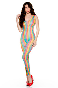 Footless Open Back Rainbow Net Bodystocking Footless Open Back Rainbow Net Bodystocking