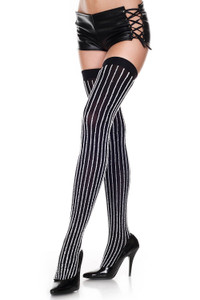 Furry Vertical Striped Opaque Thigh Highs Furry Vertical Striped Opaque Thigh Highs