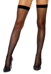 Zigzag Crochet Net Thigh High Stockings