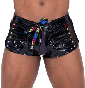 Men's Rainbow Vinyl and Mesh Runner Shorts