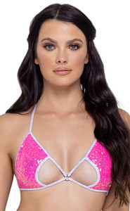 Sequin Keyhole Cutout Triangle Bikini Bra Top Sequin Keyhole Cutout Triangle Bikini Bra Top