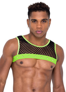 Men's Fishnet Black Light Glow Crop Tank Top Men's Fishnet Black Light Glow Crop Tank Top