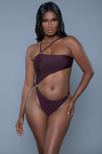 Strappy One Shoulder O-Ring Cutout Midriff Monokini Strappy One Shoulder O-Ring Cutout Midriff Monokini