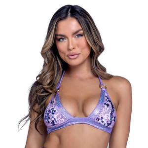 Sequined O-Ring Halter Bikini Top Sequined O-Ring Halter Bikini Top