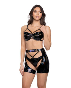 Vinyl Light Up Strappy Bra and Panty Set Vinyl Light Up Strappy Bra and Panty Set