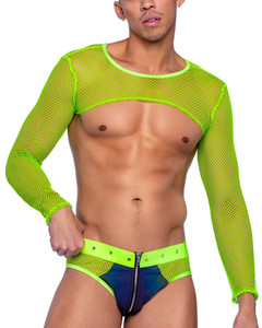Men's Fishnet Long Sleeve Crop Top Men's Fishnet Long Sleeve Crop Top