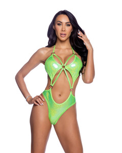 Shimmer Strappy Halter Thong O-Ring Romper Shimmer Strappy Halter Thong O-Ring Romper