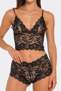 Floral Lace Cami & Cheeky Boyshorts Set
