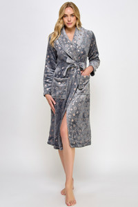Metallic Star Plush Knee Length Robe