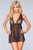 Sheer Striped Mesh and Lace Babydoll and G-String