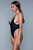 Two-Tone Plunging Thong One Piece Swimsuit