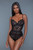 Sheer Floral Lace High Cut Thong Bodysuit