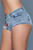 Low Rise Large Front Cutout Denim Shorts